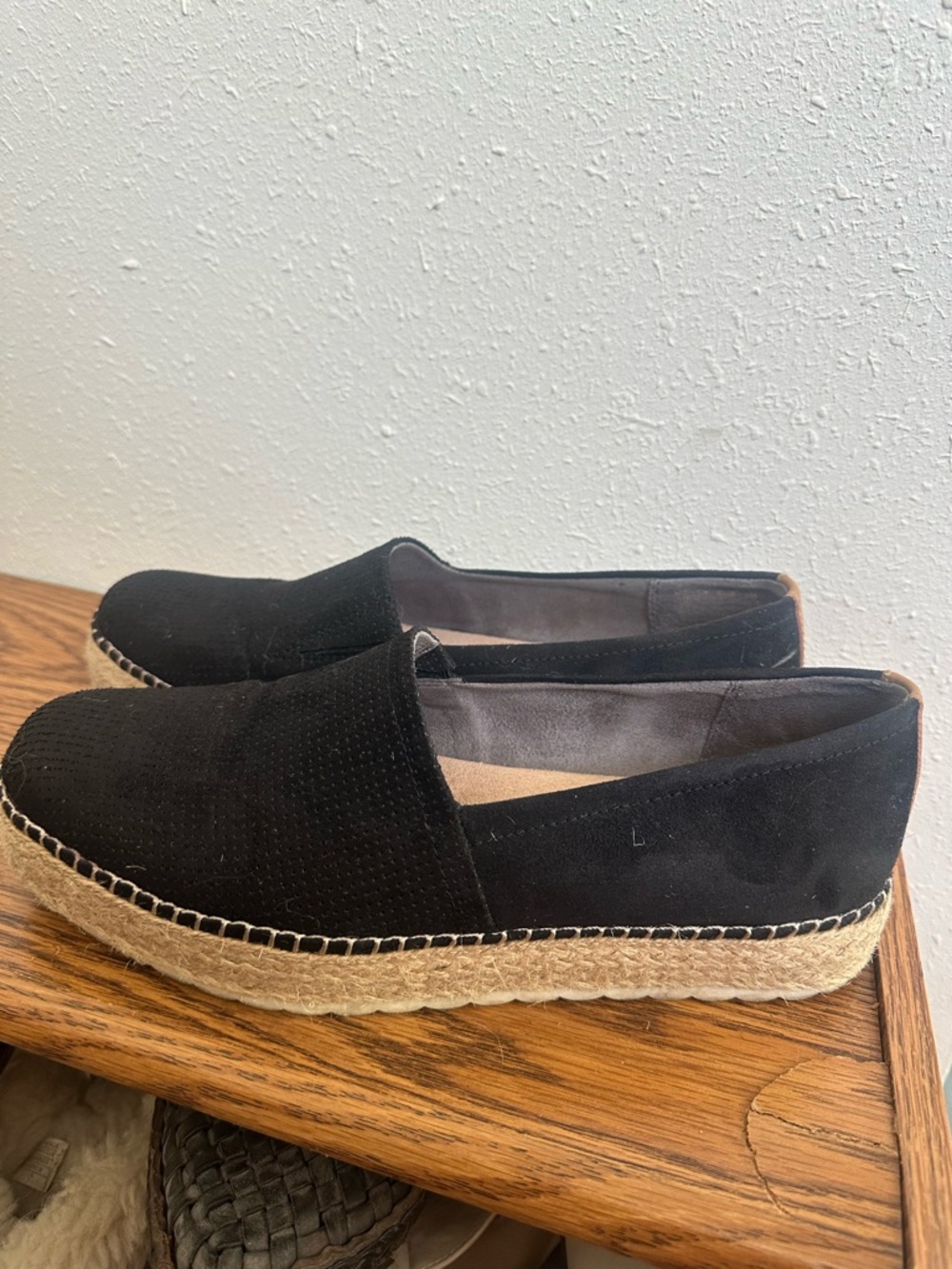 Dr Scholls Black Espadrille Platform Slip-On Shoes